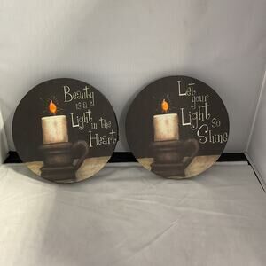 Set Of 2- Round Light Up “ Let Your Light Shine” Inspirational Quotes 2 Assorted